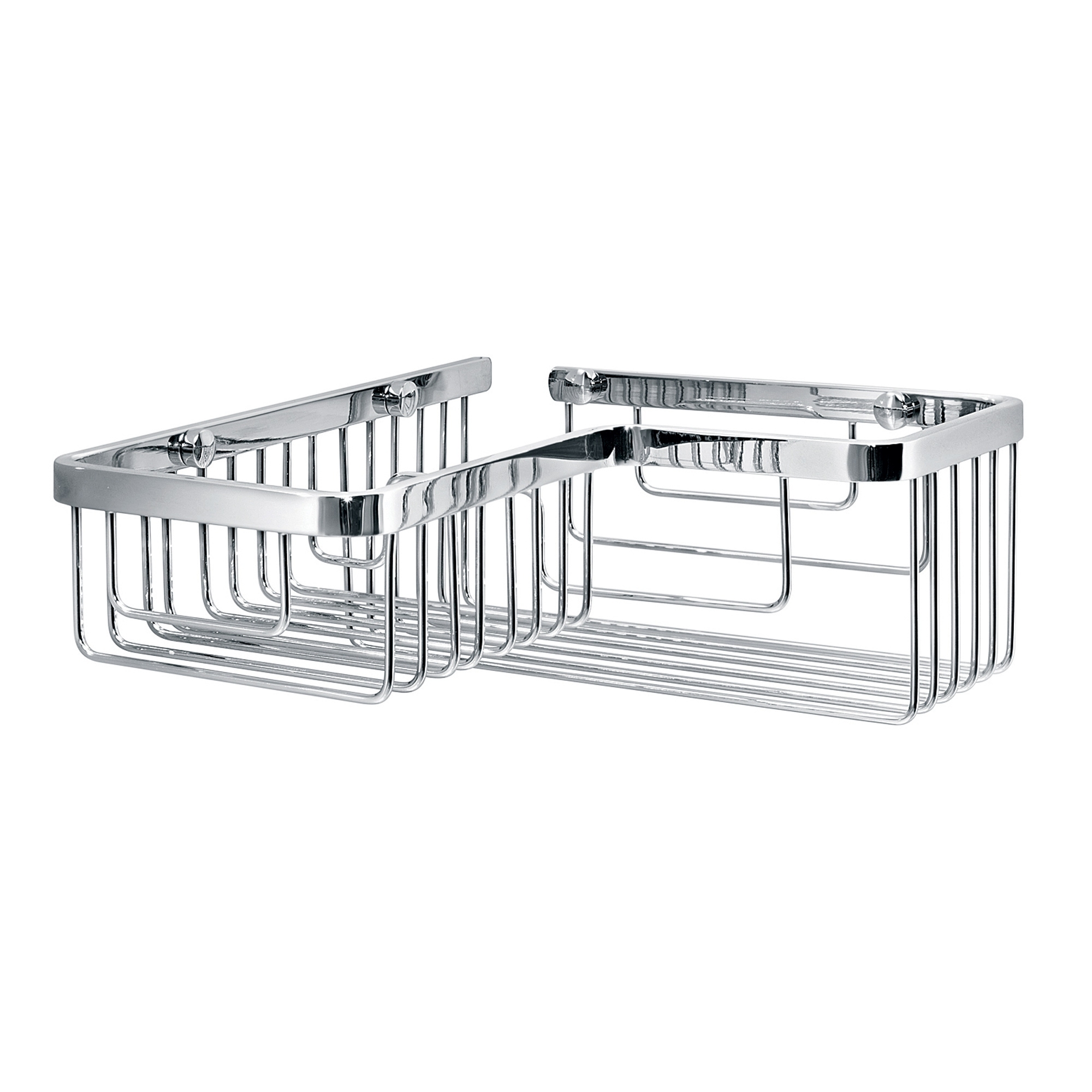 foto del prodotto lineabeta - cestino portaoggetti doccia angolare l.26,5/20,5 cm in acciaio lucido