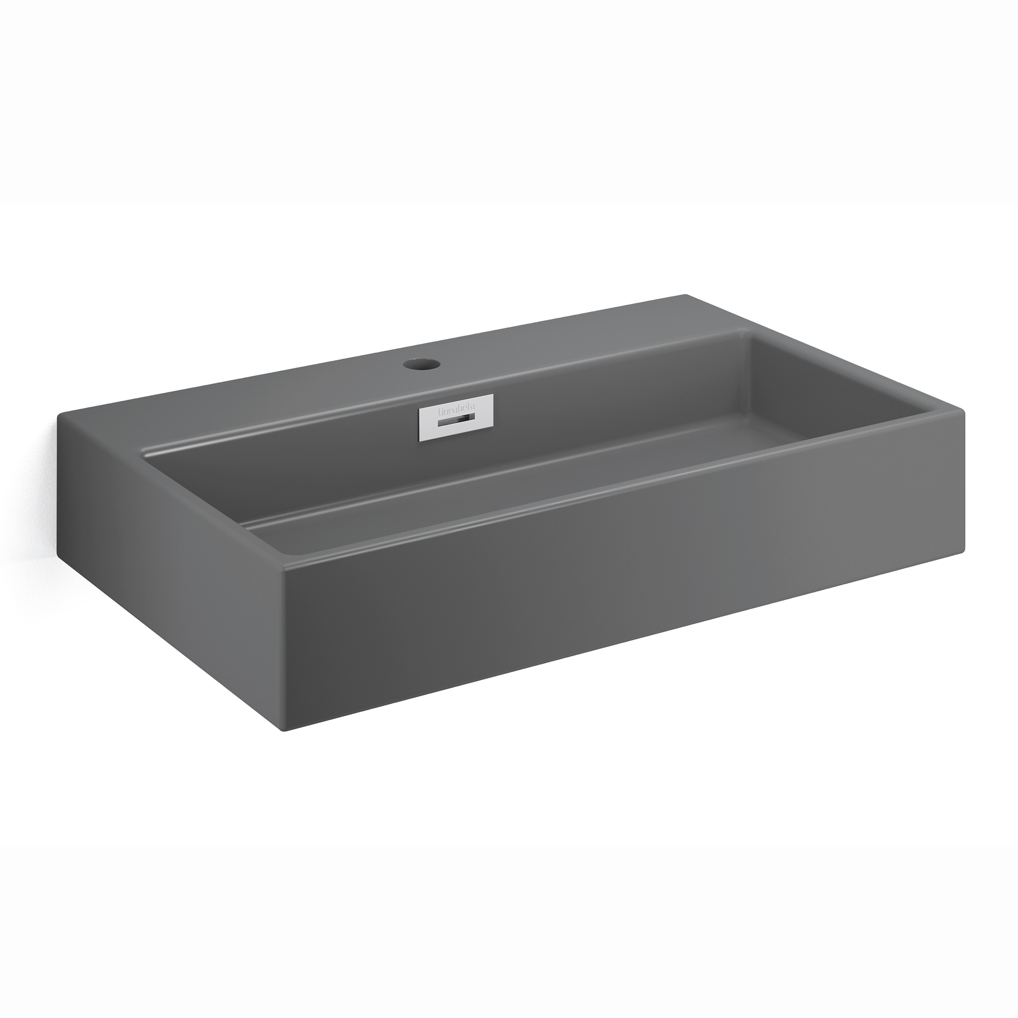 foto del prodotto lineabeta - lavabo da appoggio/sospeso con foro rubinetto 70x42 grigio opaco