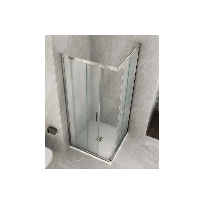 foto del prodotto lineadoccia box doccia angolare vetro 6 mm opaco scorrevole quadrato o rettangolare misura box angolare 65x80