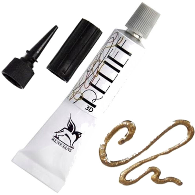 foto del prodotto liner in rilievo pittura per vetrate 3d deco renesans 20ml 8 marrone metallico