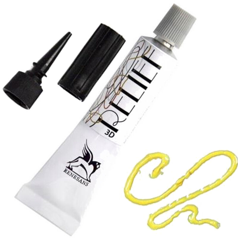 foto del prodotto liner in rilievo vernice deco renesans per vetrate 3d 20ml 2 giallo