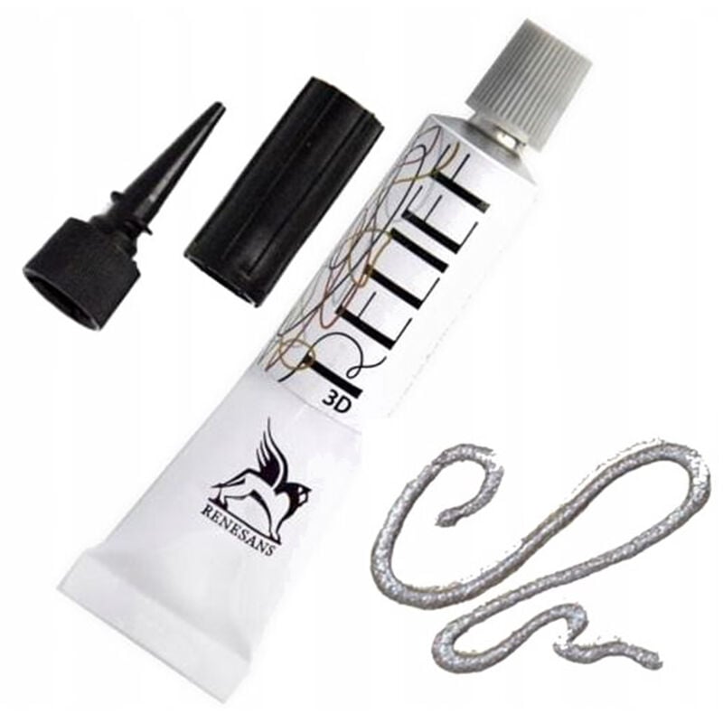 foto del prodotto liner in rilievo vernice deco renesans per vetrate 3d vetro 20ml 11 grigio