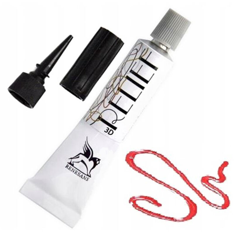 foto del prodotto liner in rilievo vernice deco renesans per vetrate 3d vetro 20ml 3 rosso