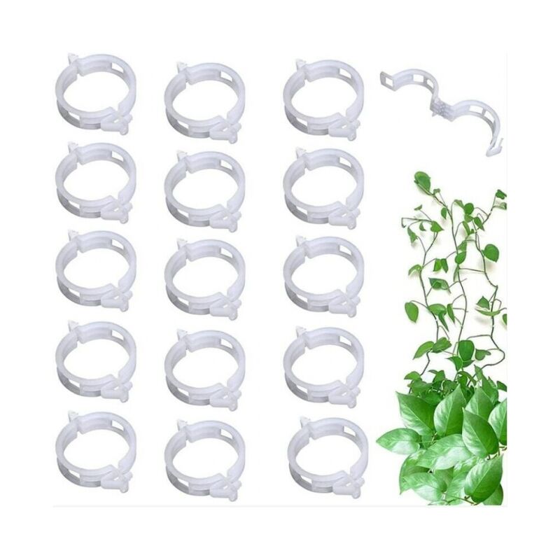 foto del prodotto linjou 100 clip di supporto per piante rampicanti, chiuse per piante, per verde, pomodori, viti, bianco