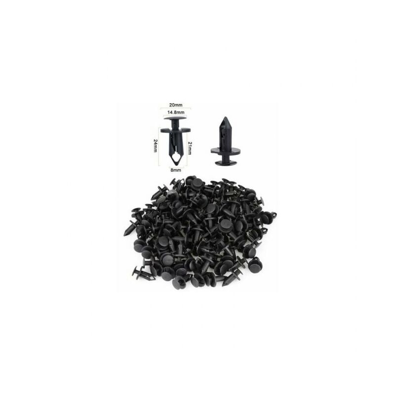 foto del prodotto linjou 120 pezzi di fissaggio clip di fissaggio per rivetti in plastica per auto clip per auto nere rivetti in plastica di base foro da 8 mm
