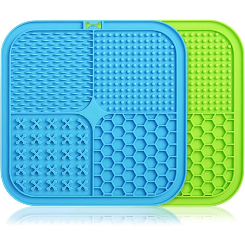 foto del prodotto linjou 15x15 cm, blu verde tamponi da leccare per cani, confezione da 2 assorbenti per cani, tamponi da leccare gatti senza bpa con ventosa, per