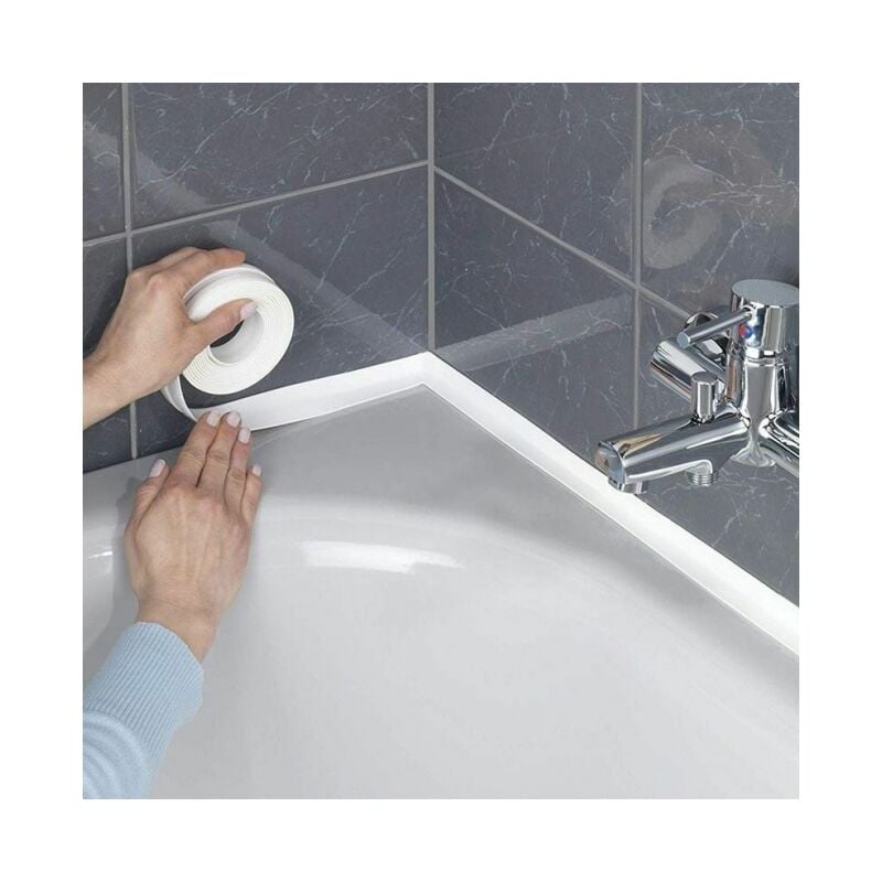 foto del prodotto linjou 1pz rotolo di giunti adesivi per cucina e bagno bianco 2,2 cm nastro impermeabile di tenuta