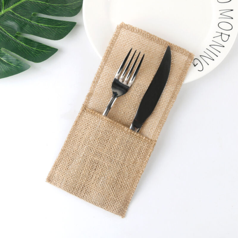 foto del prodotto linjou 20pcs sac couverts en dentelle de jute, d coration de no l, sac couverts en toile de jute, fournitures de f te de mariage