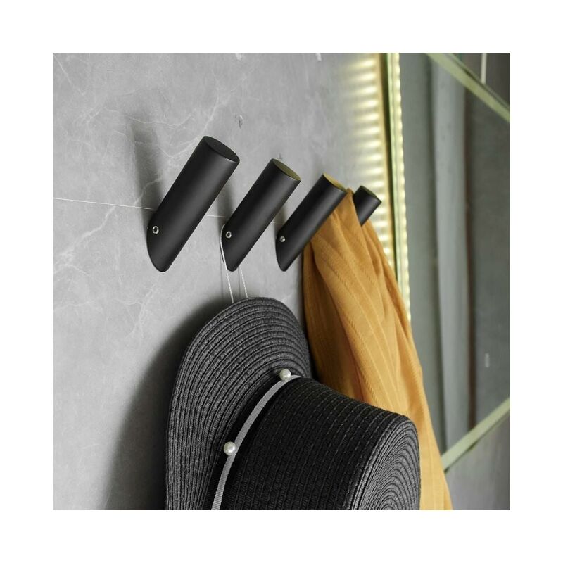 foto del prodotto linjou 4 ganci da parete neri resistenti per accappatoi, cappotti, accappatoi, bagno
