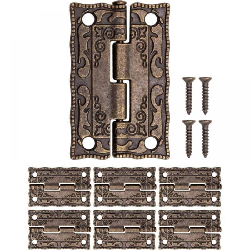 foto del prodotto linjou 4 pezzi di cerniere antiche cerniera decorativa mini cerniera retr cerniera per porta cerniere in bronzo vintage, per decorare