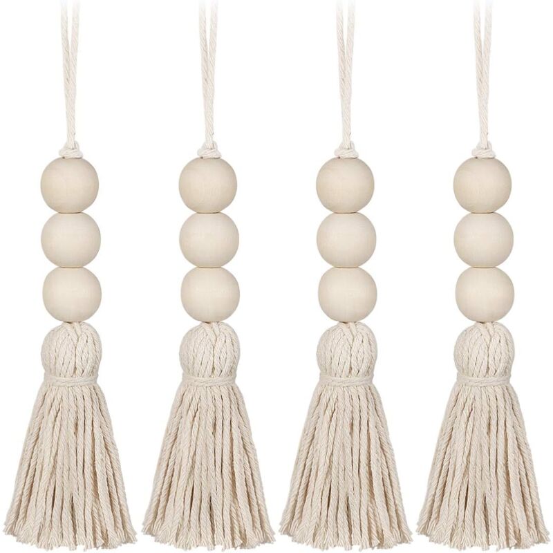 foto del prodotto linjou 4 pezzi perline log colore perline legno tassel ciondolo diffusore di ventilazione per gli interni dell auto