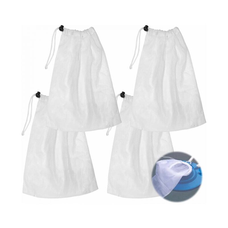foto del prodotto linjou 4 sacchetti per pulizia piscina, sacchetti filtranti a rete fine per aspirapolvere da piscina, sacchetti a rete con cordino e chiusura