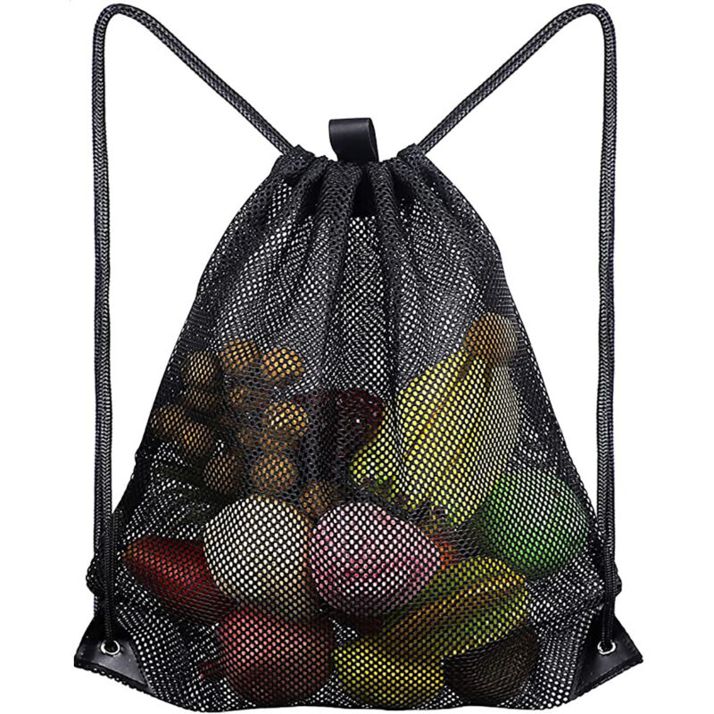 foto del prodotto linjou 45 40 zaino in rete, borsa da spiaggia in rete, borsa in rete di nylon, zaino con coulisse, zaino da spiaggia, borse con coulisse