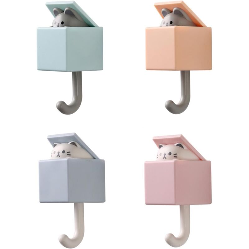 foto del prodotto linjou 4pcs simpatico gancio senza cuciture gancio per la porta del dormitorio gancio per la chiave ombrello asciugamano cappello gancio per la