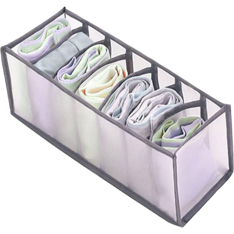 foto del prodotto linjou 7 griglie organizer per cassetti pieghevole 1 pezzo per riporre biancheria intima, organizer per vestiti per cassettiere, per calzini,