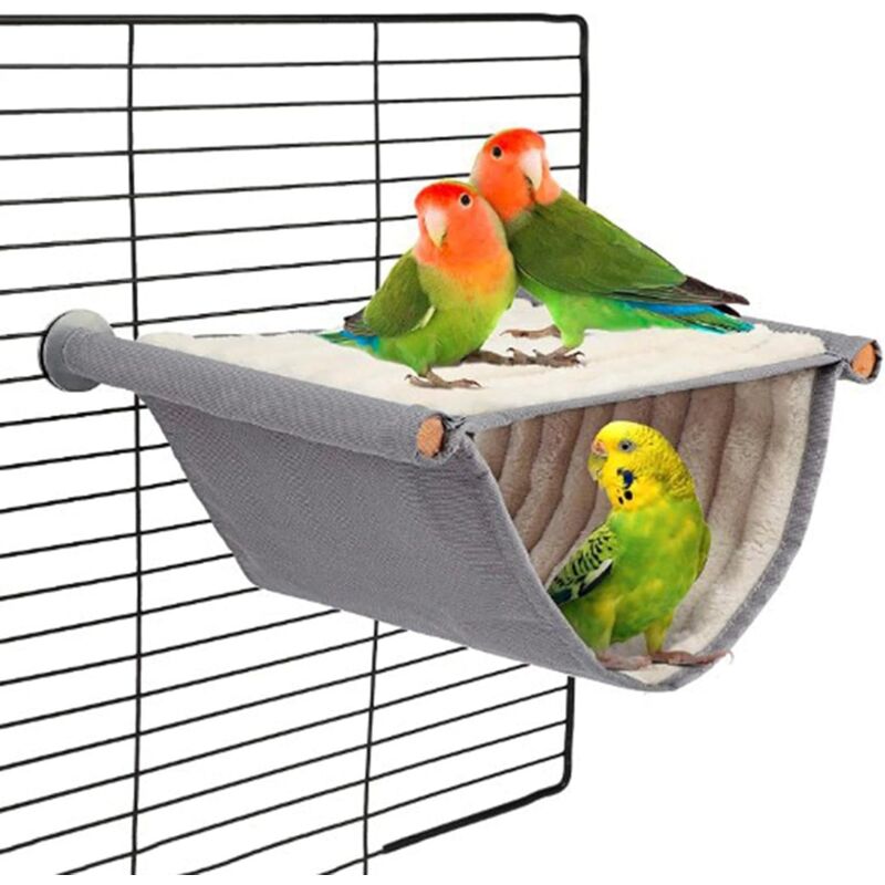 foto del prodotto linjou amaca per uccelli riscaldata, nido per criceti pappagallo, amaca per uccelli, accessori per gabbie per pappagalli, set lavabile, grigio l 