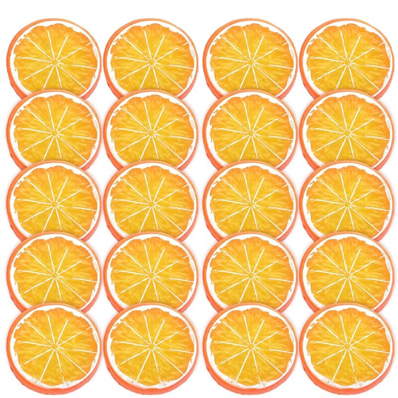 foto del prodotto linjou arancia 20 pezzi finto limone affettato frutta artificiale altamente simulazione realist per la decorazione partito