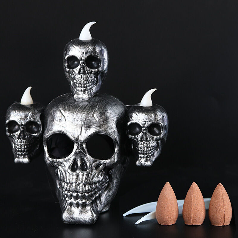 foto del prodotto linjou argento halloween horror testa teschio luce zucca lampada elettronica candela luce haunted house decorations a casa