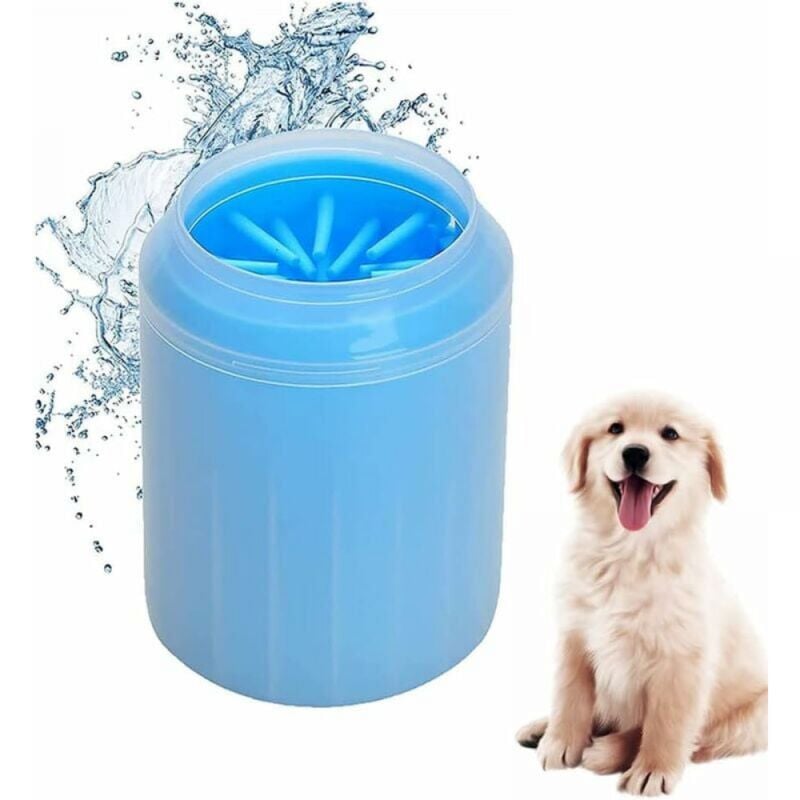 foto del prodotto linjou blu 1 pezzo tazza portatile per la pulizia delle zampe del cane, tazza per la pulizia delle zampe del cane, pulitore per zampe del cane in