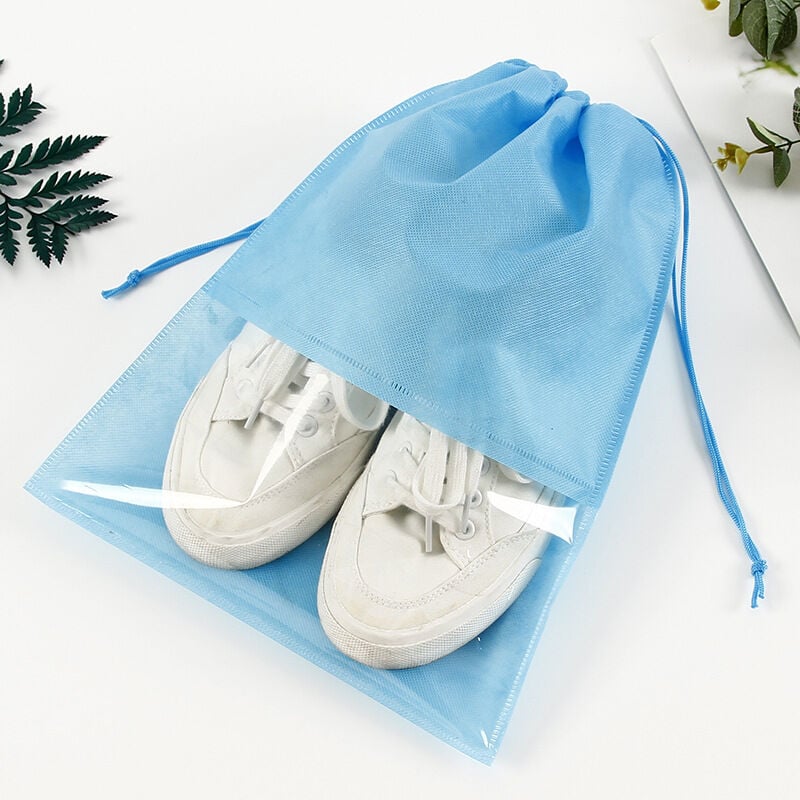 foto del prodotto linjou blu borsa per scarpe da viaggio da 10 pezzi, grande borsa portascarpe impermeabile e antipolvere, con finestra trasparente, per viaggi e