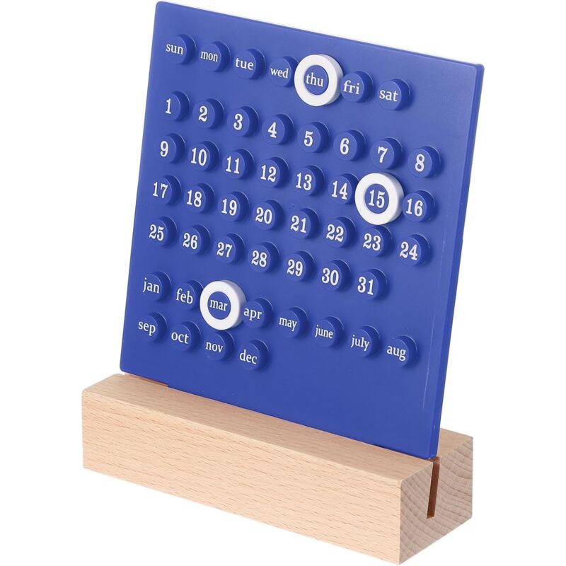 foto del prodotto linjou calendrier de bureau en bois calendrier perp tuel r tro maison cadeaux uniques, affichage de la date du mois, d corations de bureau pour