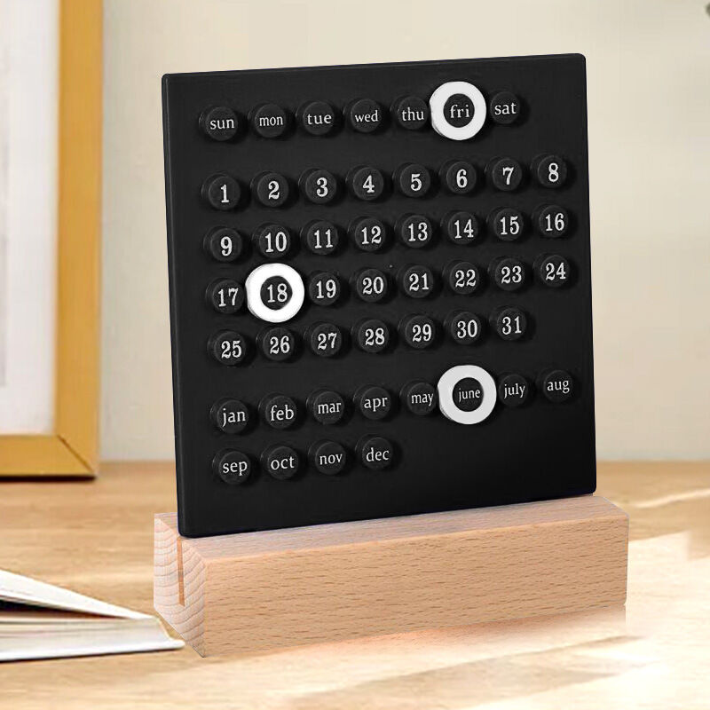 foto del prodotto linjou calendrier de bureau en bois calendrier perp tuel r tro maison cadeaux uniques, affichage de la date du mois, d corations de bureau pour