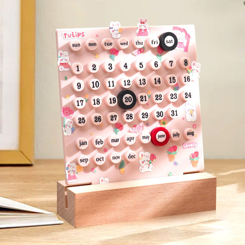 foto del prodotto linjou calendrier de bureau en bois calendrier perp tuel r tro maison cadeaux uniques, affichage de la date du mois, d corations de bureau pour
