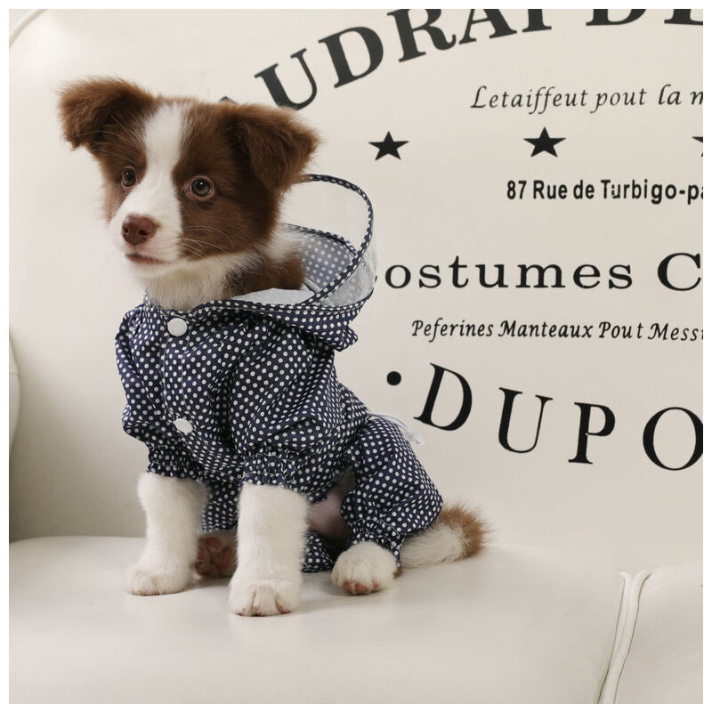 foto del prodotto linjou cappotto impermeabile per cani con cappello, giacca impermeabile per cani, poncho impermeabile leggero per la pioggia all aperto con foro