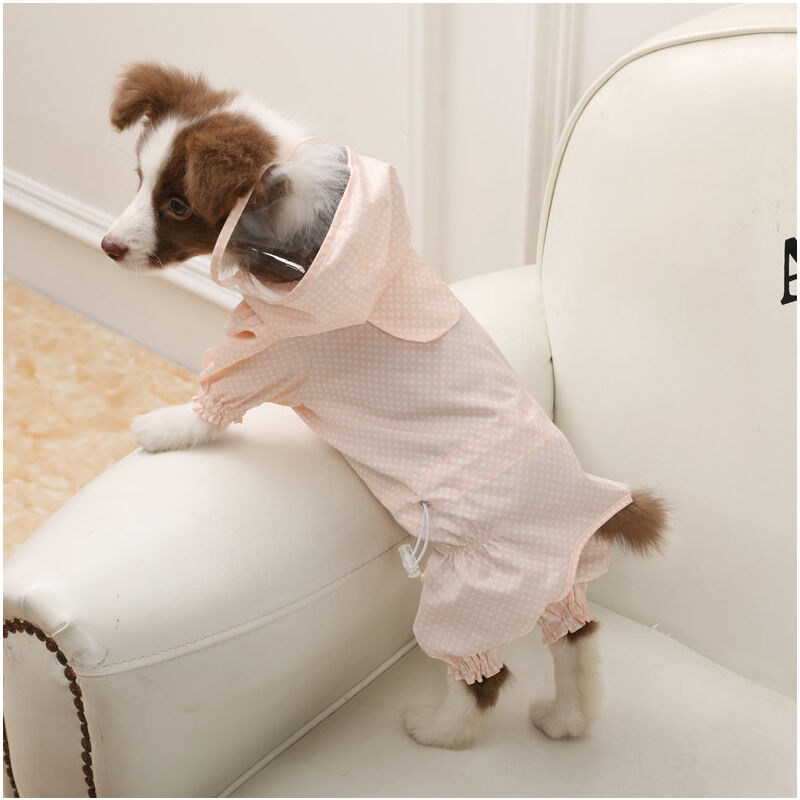 foto del prodotto linjou cappotto impermeabile per cani con cappello, giacca impermeabile per cani, poncho impermeabile leggero per la pioggia all aperto con foro