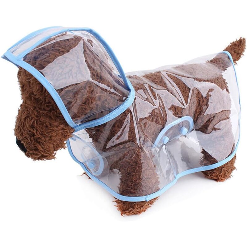 foto del prodotto linjou cappotto impermeabile per cani con cappuccio in nylon trasparente per cani di piccola e media taglia grande, blu 