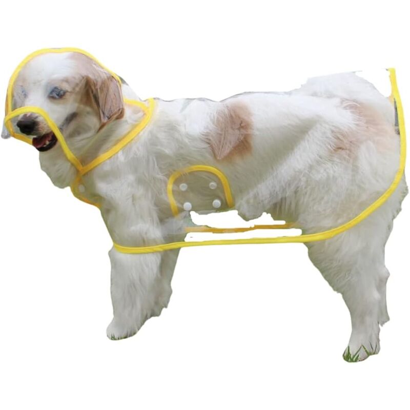 foto del prodotto linjou cappotto impermeabile per cani con cappuccio in nylon trasparente per cani di piccola e media taglia grande, giallo 