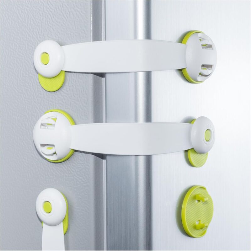 foto del prodotto linjou chiusure di sicurezza per bambini, chiusura di sicurezza per fermaporta per cassetti, porte, armadi, frigorifero, wc verde 