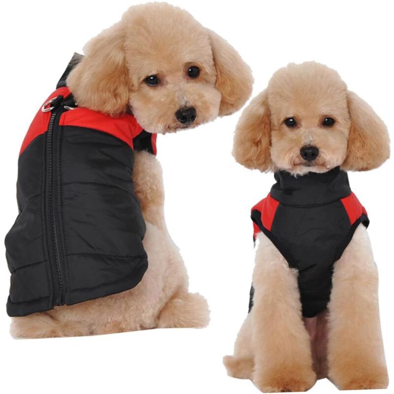 foto del prodotto linjou collo 28 cm schiena 27 cm petto 36 cm cappotto impermeabile di piccole dimensioni per cani cappotto invernale imbottito per cani