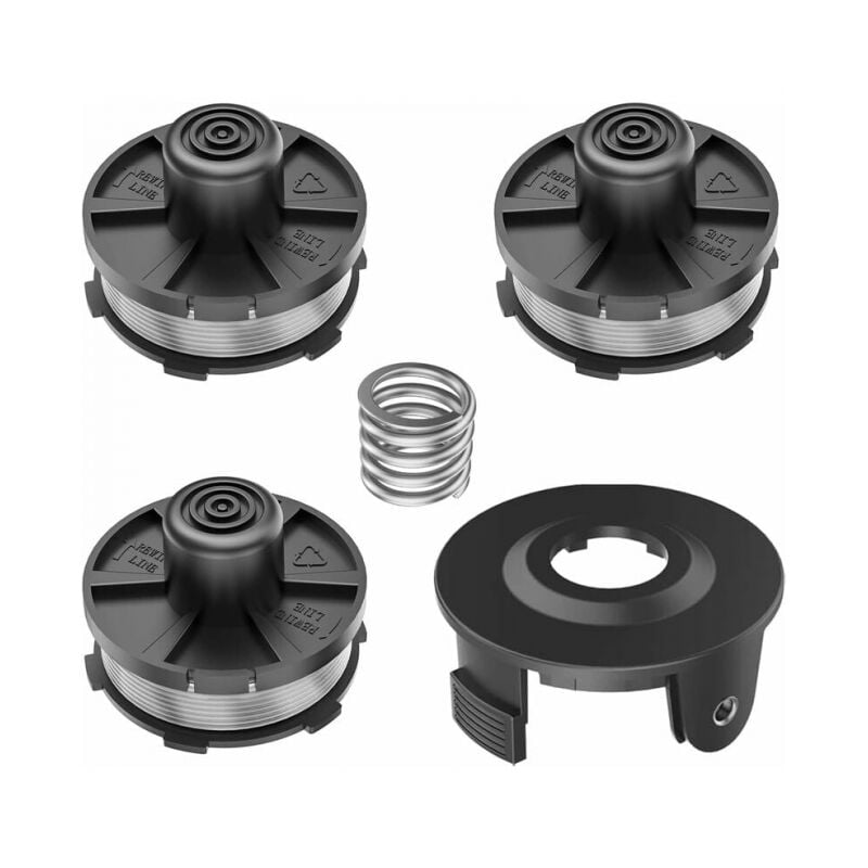 foto del prodotto linjou confezione da 3 bobine per decespugliatore, 1 coperchio per bobina, 1 molla per decespugliatore, per makita 196146 9 195858 1
