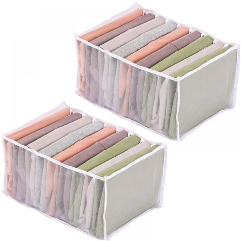foto del prodotto linjou confezioni organizer pieghevole in tessuto organizer pieghevole per cassetti con 9 scomparti per jeans, magliette, leggings, bianco,