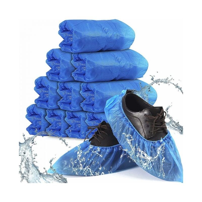 foto del prodotto linjou copriscarpe monouso antiscivolo per interni confezione da 100 50 paia pantofole premium impermeabili proteggi scarpe fodere