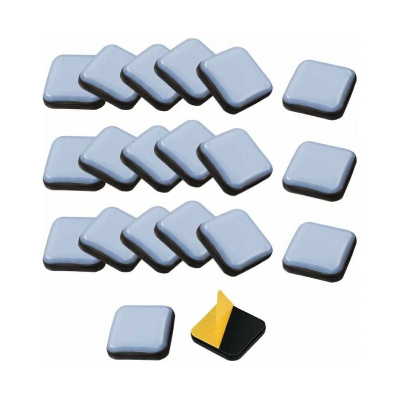foto del prodotto linjou cuscinetti antiscivolo per mobili autoadesivi da 24 pezzi, piedini quadrati in teflon da 25 x 25 mm per sedia