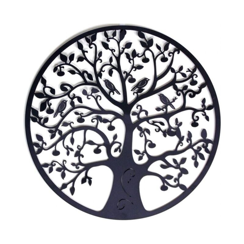 foto del prodotto linjou decorazione da parete in metallo albero della vita decorazione da parete in metallo decorazione per la casa, arazzi 30x30 cm nero,nero
