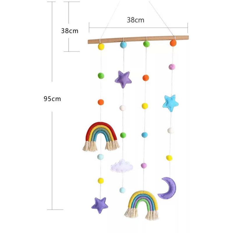 foto del prodotto linjou decorazioni da parete arcobaleno tessute a mano con pallina in feltro per la camera dei bambini decorazioni per la casa, da appendere alla