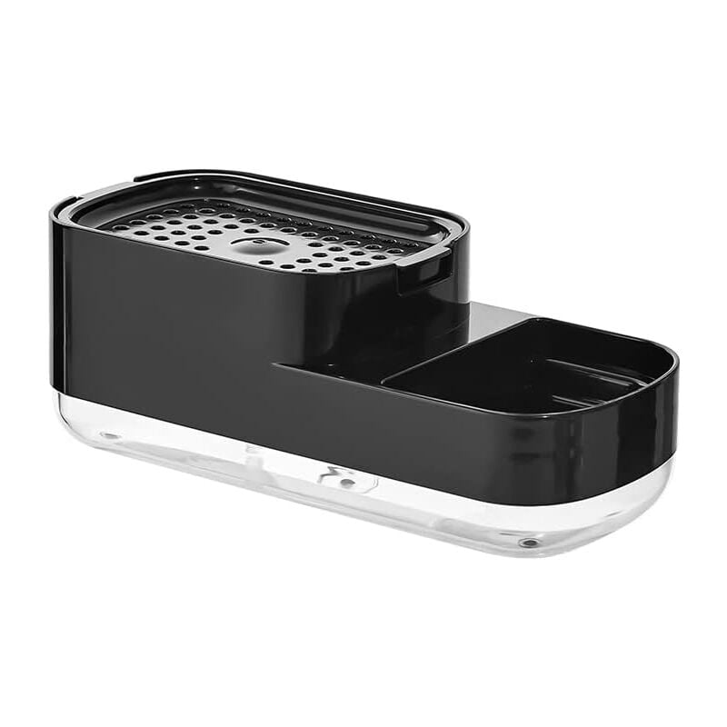 foto del prodotto linjou dispenser di sapone detergente, dispenser di sapone per lavello, dispenser di sapone detergente 2 in 1 con clip per spugna per lavello nero 