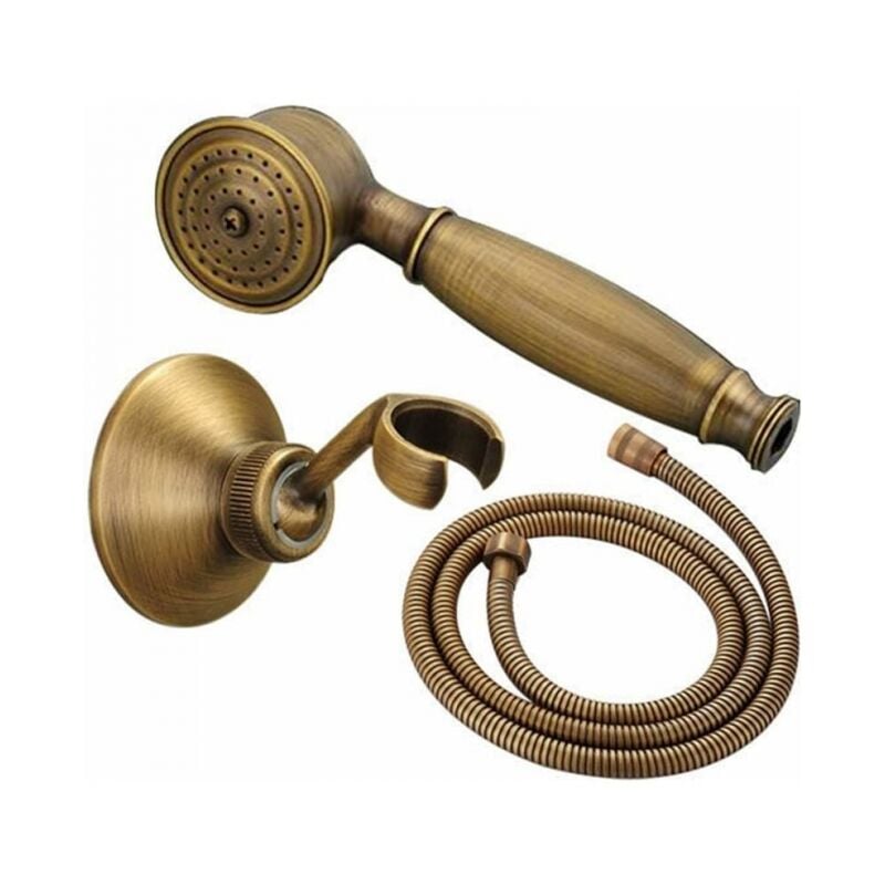 foto del prodotto linjou doccetta, set doccia, sistema doccia con set doccia in ottone antico staffa per doccia