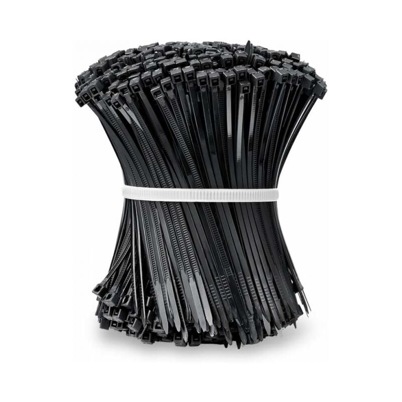 foto del prodotto linjou fascetta per cavi 100 mm x 2,5 mm, fascetta per cavi, fascette per cavi in nylon, fascette per cavi 100 mm, nero, confezione da 100pz