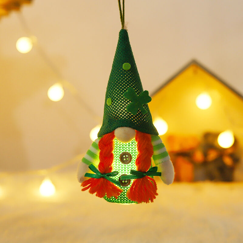 foto del prodotto linjou femmina bambola gnomo per decorazioni di san valentino, cappello di trifoglio verde senza decorazioni scandinave, fosforescente con luci,