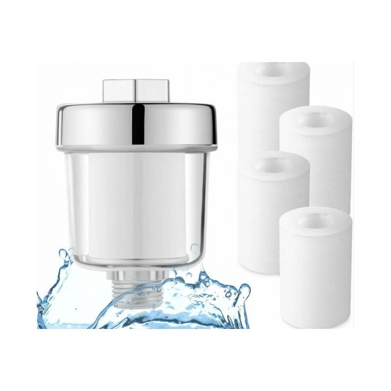 foto del prodotto linjou filtro doccia, filtro doccia, filtro acqua soffione doccia con 4 elementi filtranti filtro doccia 