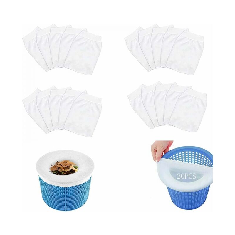 foto del prodotto linjou filtro per skimmer per piscina, calzini per skimmer per piscina da 20 pezzi, calzini per skimmer per piscina, per catturare le foglie degli