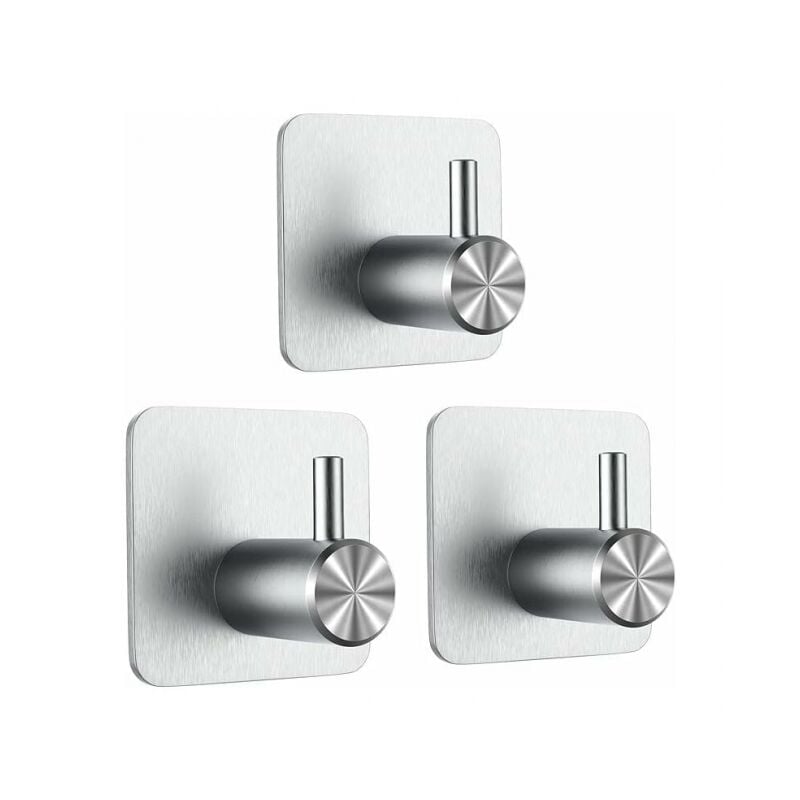 foto del prodotto linjou gancio adesivo 3m da 3 pezzi, gancio da parete per bagno, portasciugamani senza foratura, appendiabiti da cucina in acciaio inossidabile,
