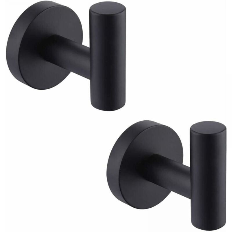 foto del prodotto linjou gancio da parete per bagno, portasciugamani, ganci in acciaio inox sus304 nero opaco, portasciugamani, 2 pezzi