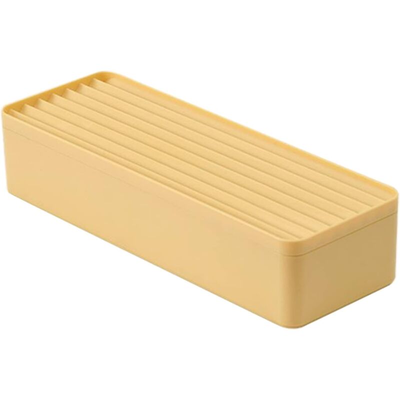 foto del prodotto linjou giallo 1 scatola portaoggetti in plastica per cavi dati per auricolari, scatola portaoggetti per cancelleria per ufficio con coperchio,