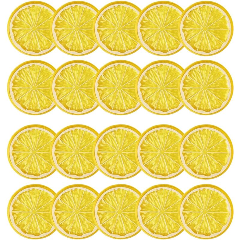 foto del prodotto linjou giallo 20 pezzi finto limone affettato frutta artificiale altamente simulazione realist per decoration partito.