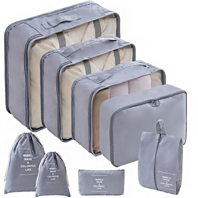 foto del prodotto linjou grigio 8 borse porta abiti, valigie migliorate, organizer per borse portaoggetti per vestiti asciutti, scarpe, biancheria intima,